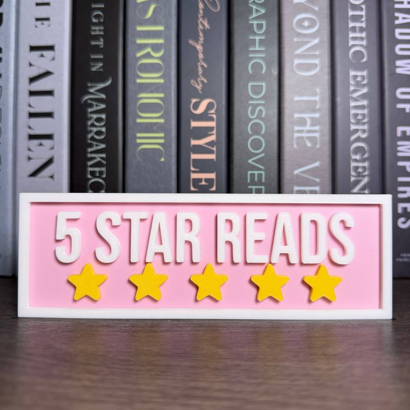 5 Star Reads Rating Sign | Bookshelf Decor