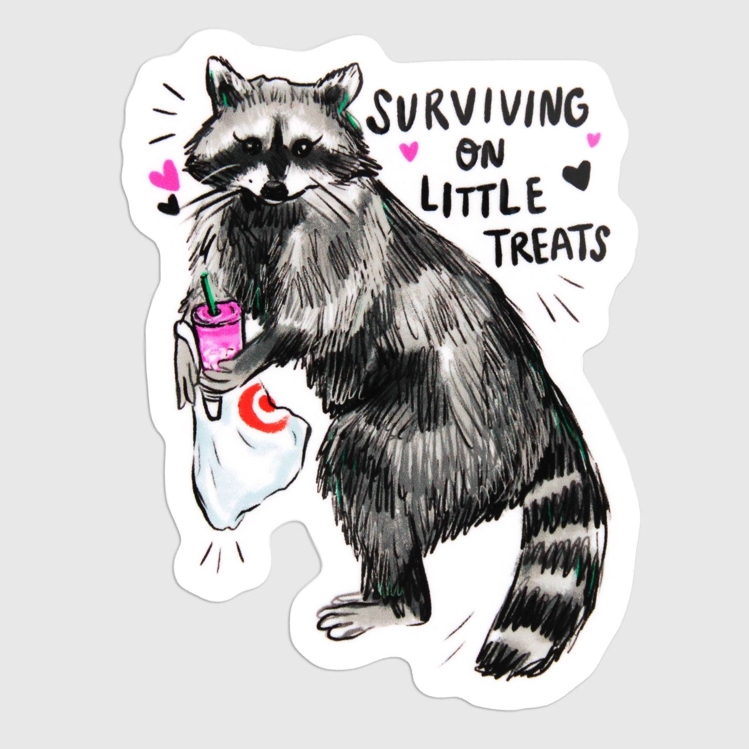 Little Treat Raccoon Vinyl Sticker