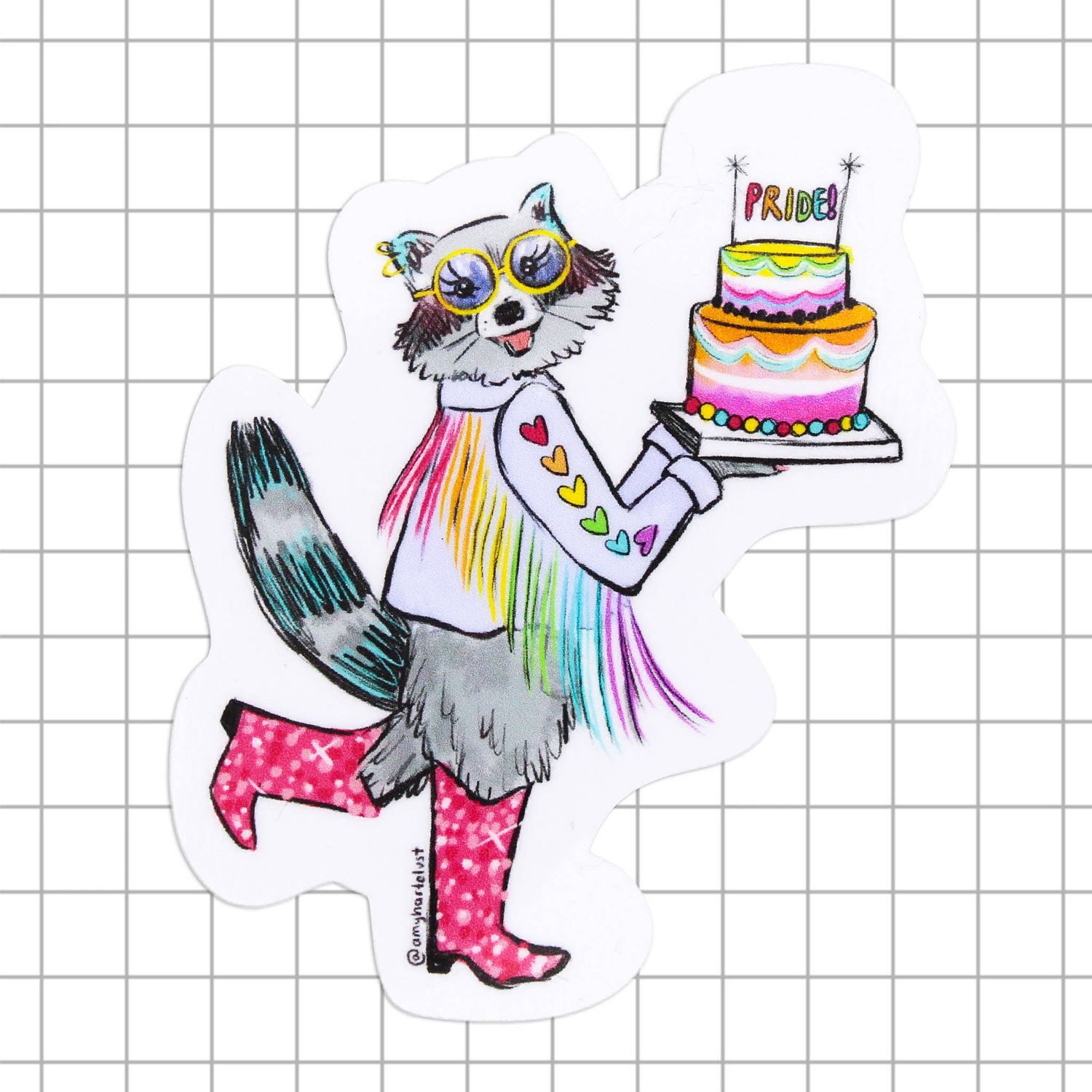 Celebrate Pride Raccoon Vinyl Sticker