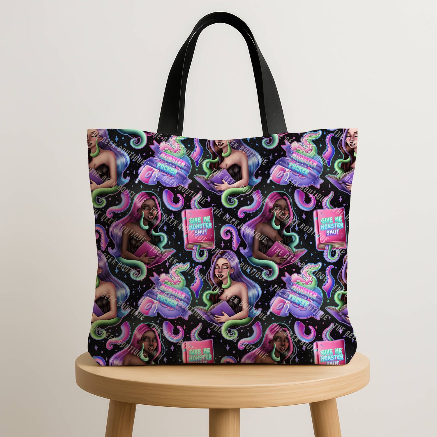 Monster F**K Lover Book Reader Romance Large Zipper Tote Bag
