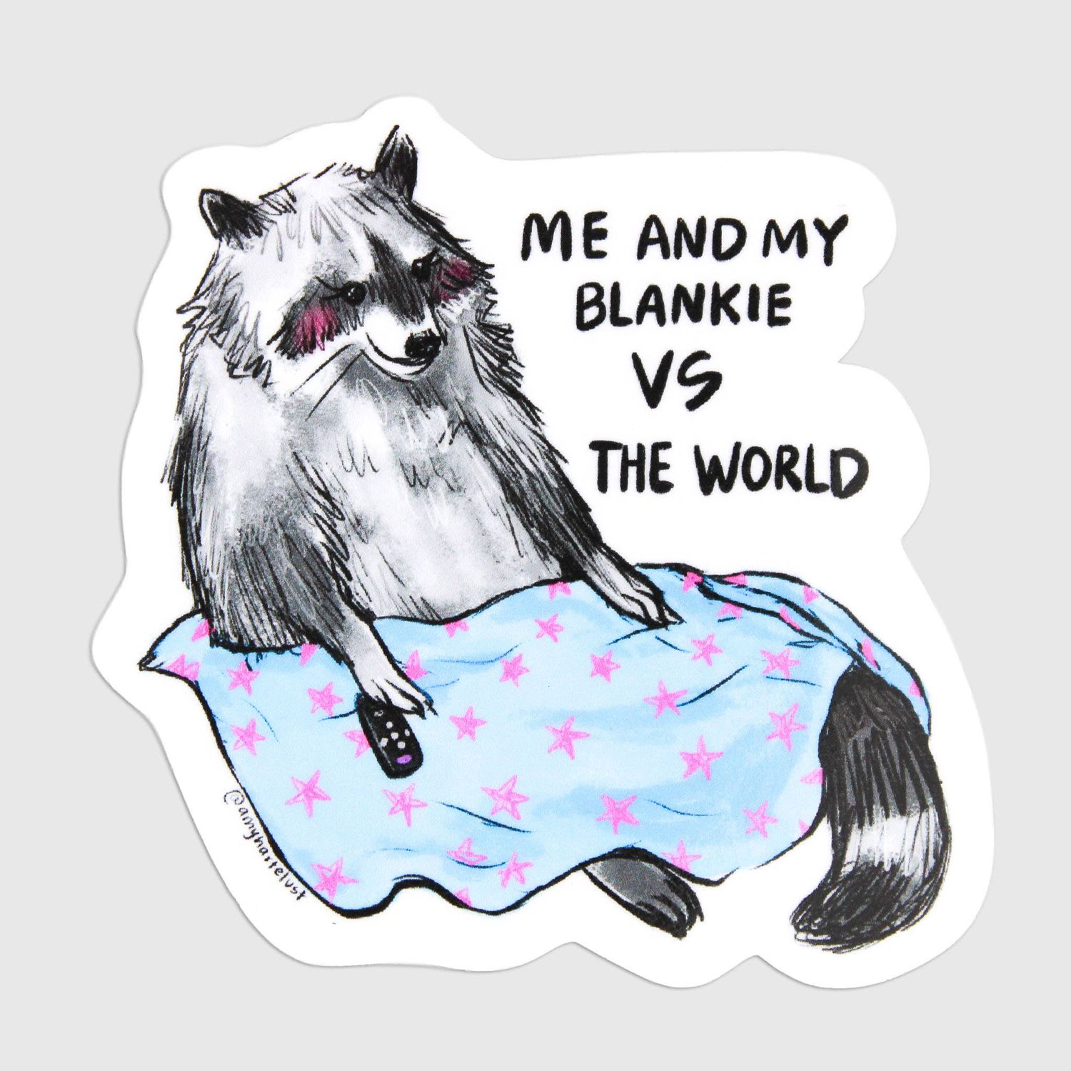 Raccoon Blankie Vinyl Sticker