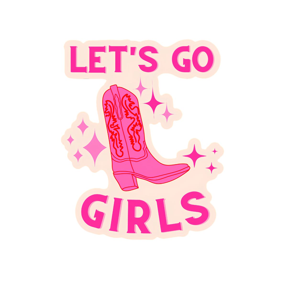 Let’s Go Girls Cowgirl Boot Sticker – Pink Western Sticker