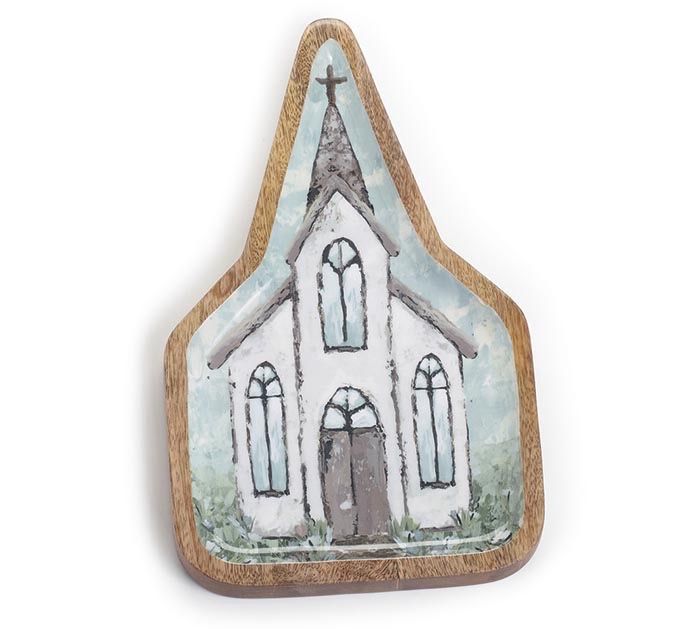 Wooden Watercolor Church Tray