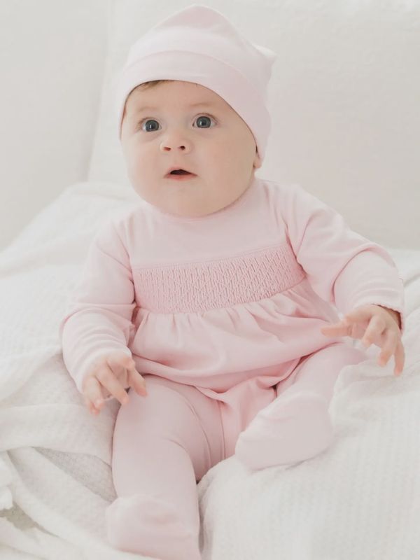 Light Pink Smocked Footie