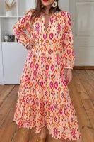 Orange /Pink Aztec LS Dress