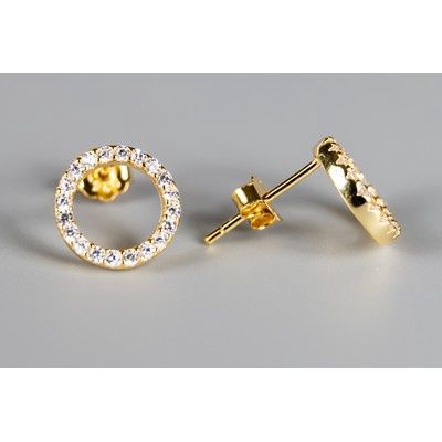 Sydney Gold Pave Circle Earrings