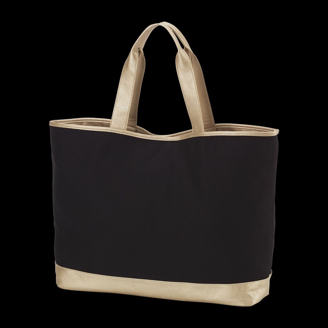 TOTE BLACK / GOLD WITH BUTTON CLOSURE