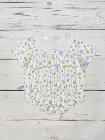 Blue &amp; White Pumpkin Bubble, Size: 0-3M