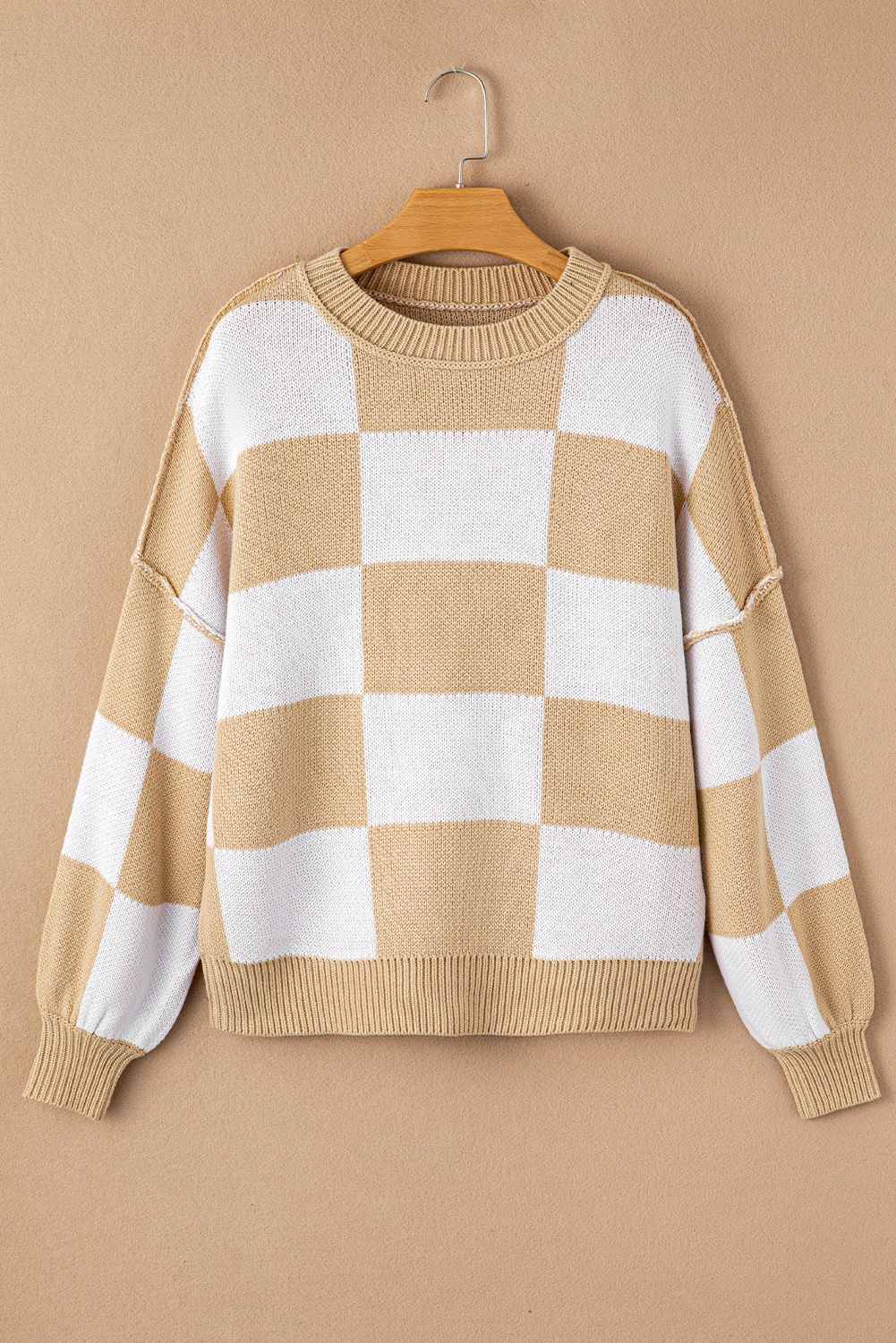 Khaki Checkered Bishop SLV Sweater