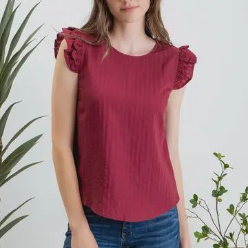 Rosewood Lace Flutter SLV Top