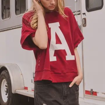Crimson &quot;A&quot; Oversized Sweatshirt