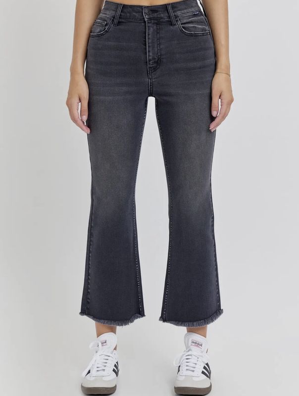 Washed Black HR Crop Flare