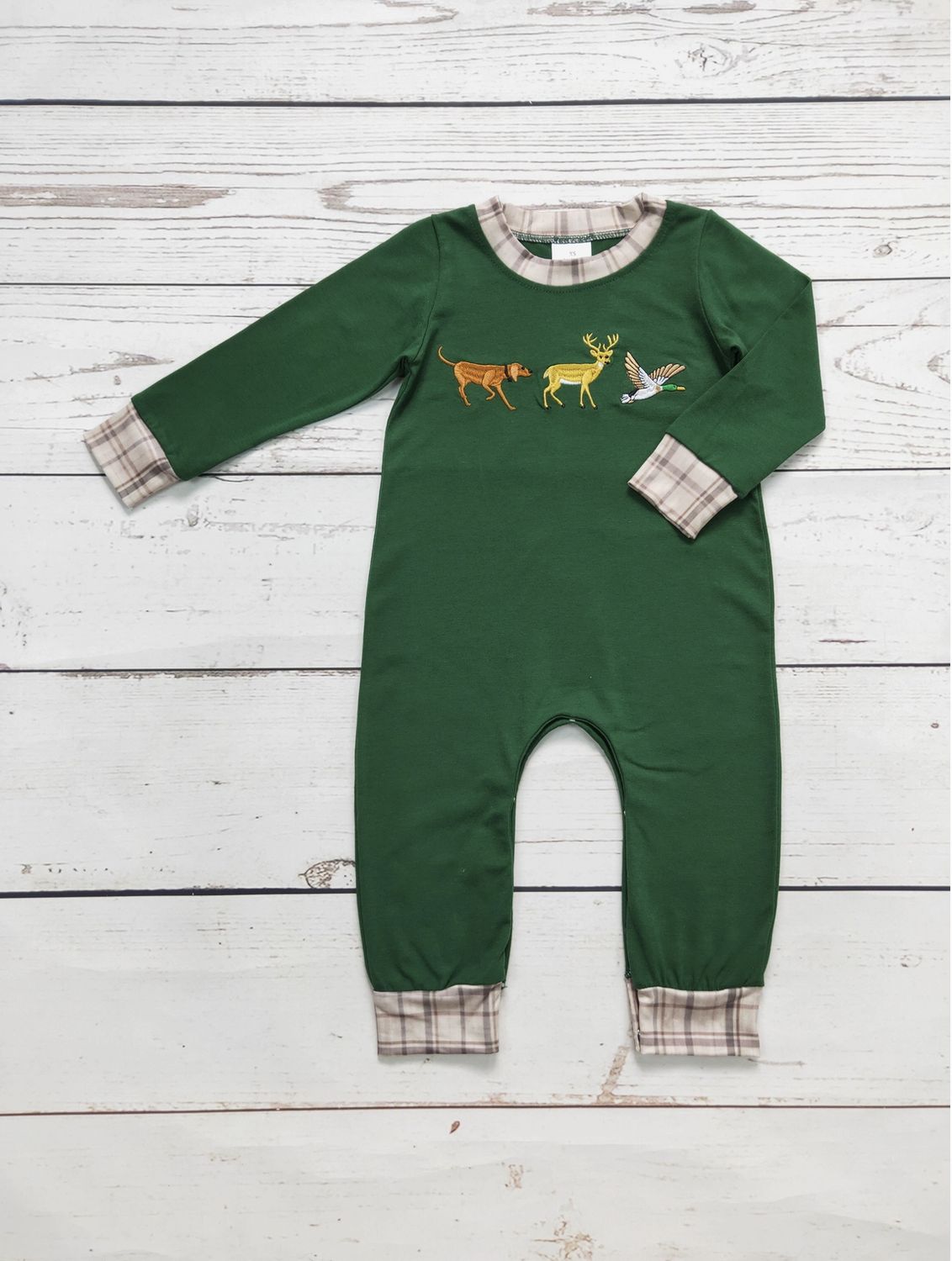 Hunter Green Appliqué Romper