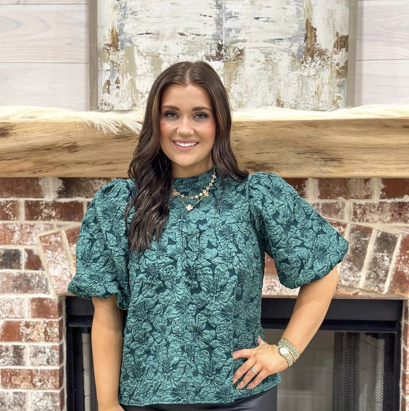 Floral Jacquard Balloon SLV Top