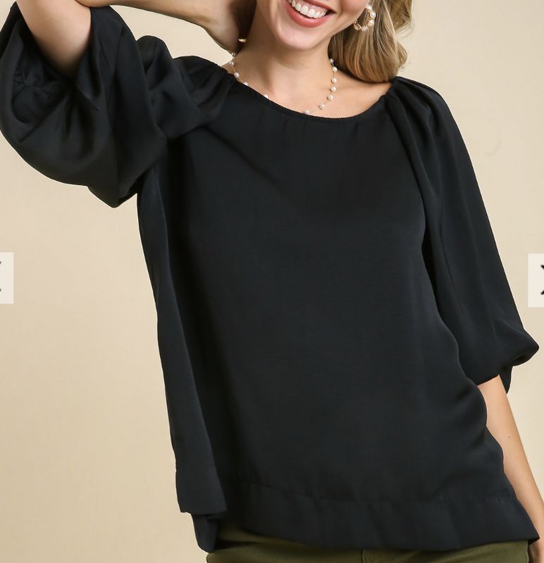 Black Puff Sleeve Top