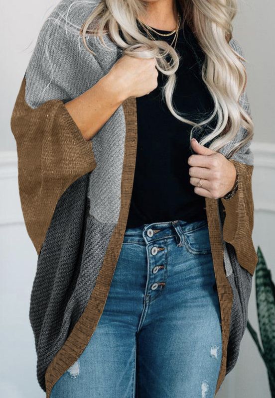 Gray Color Block Cardigan