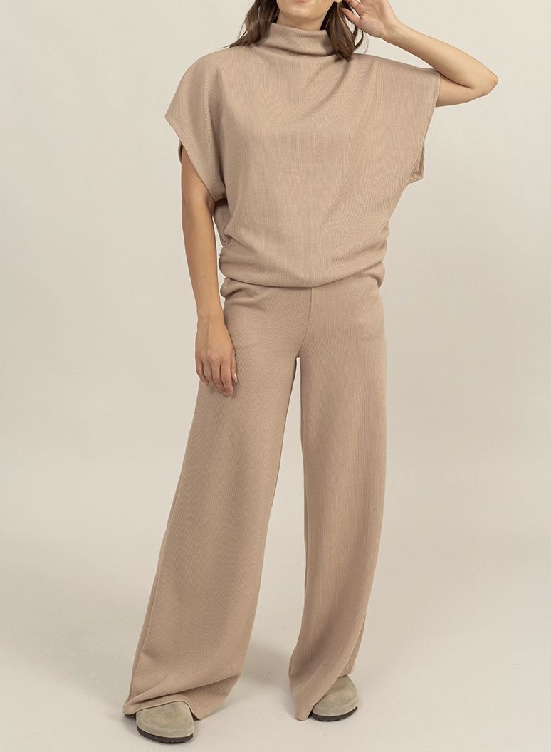 Beige Wide Leg Set