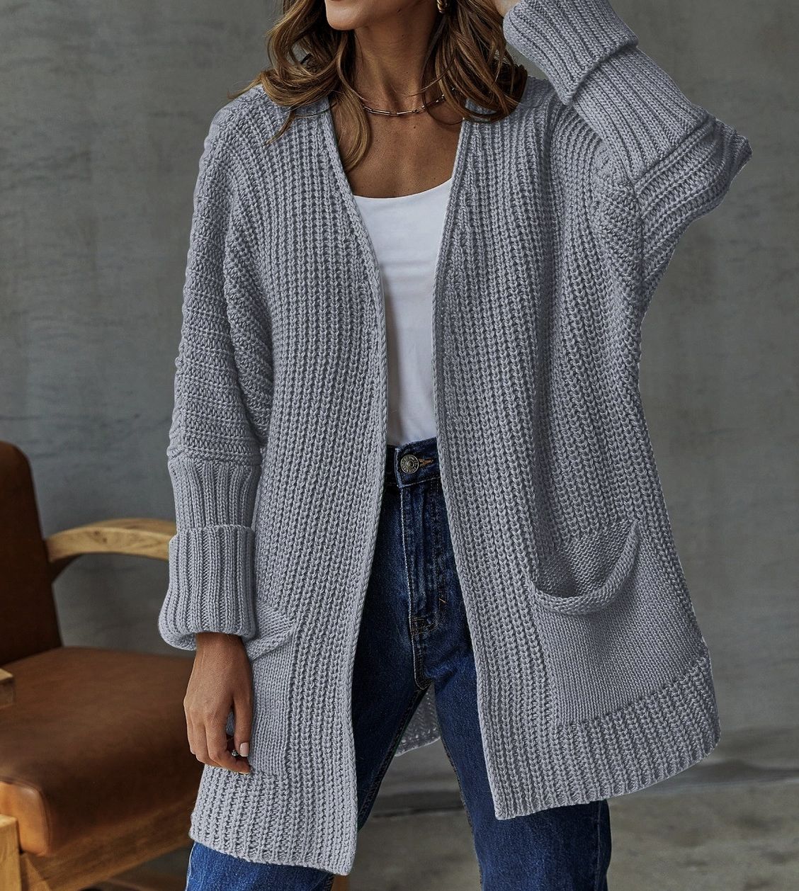 Grey Pocket Cardigan