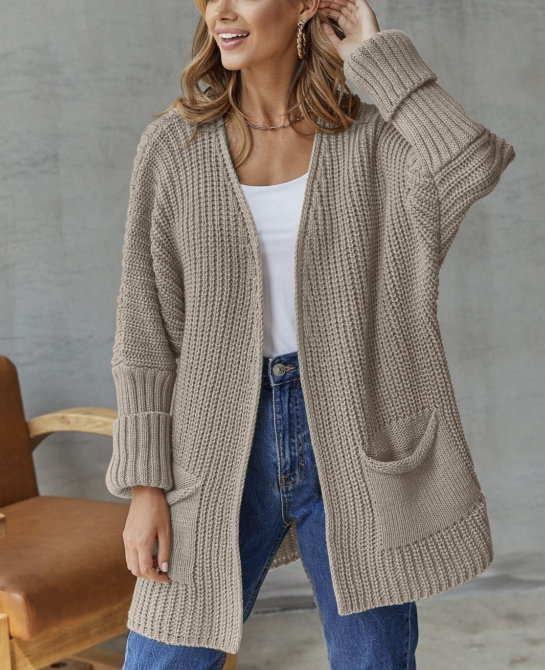Khaki Pocket Cardigan