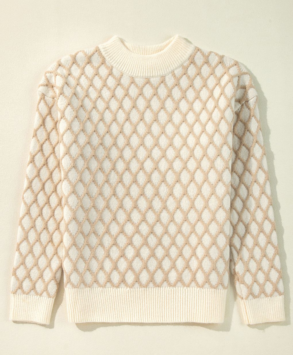 Oatmeal Diamond Knit Sweater