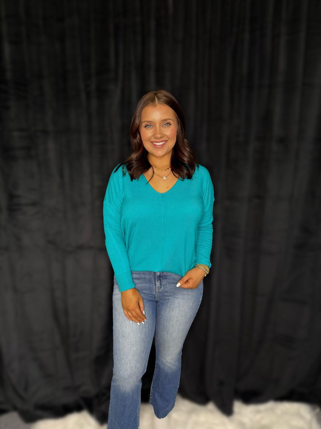 Ice Blue Front Seam Sweater