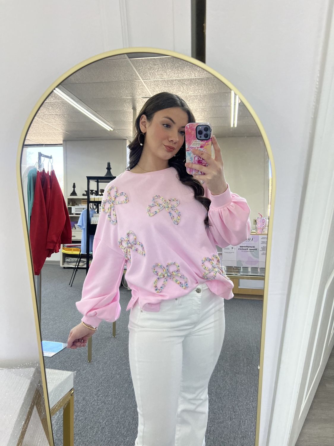 Pink Bow Sweatshirt XL