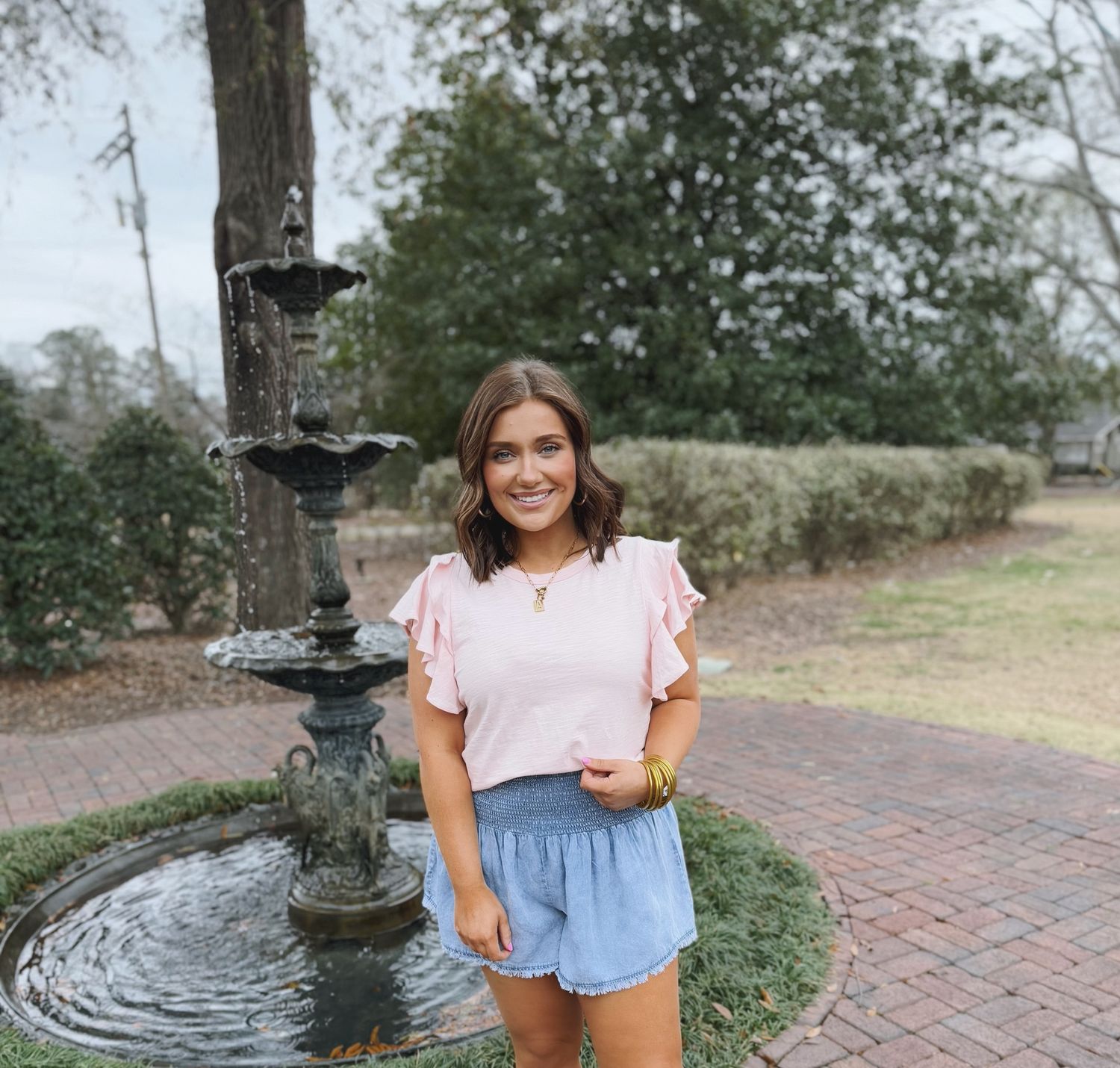 Powder Pink Ruffle Top