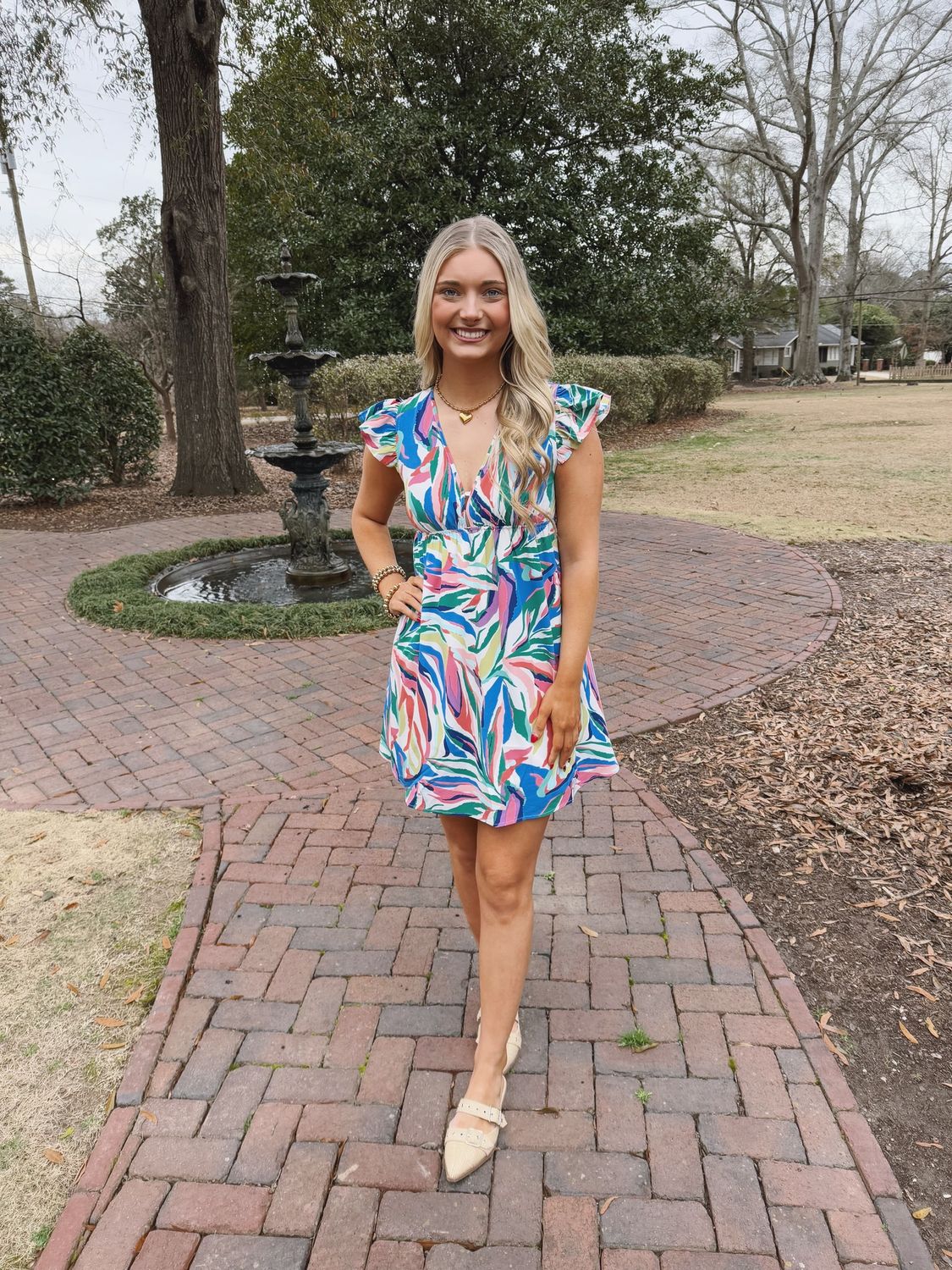 Colorful Abstract Ruffle Dress