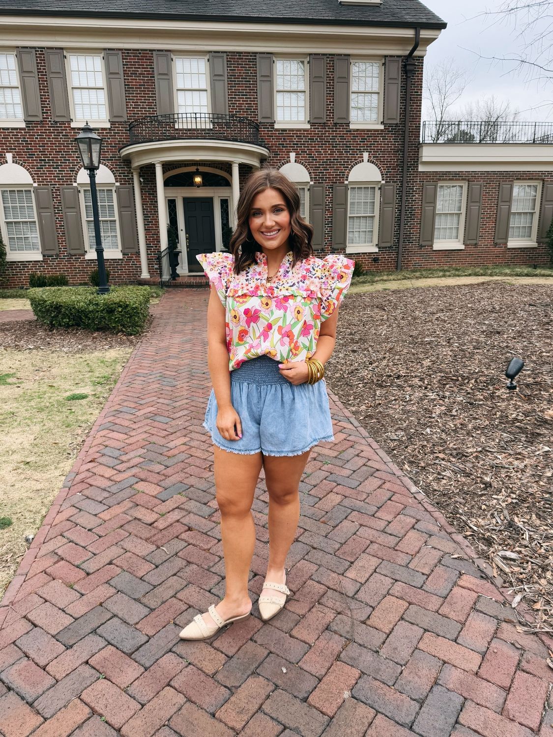 Floral Flutter Sleeve Top