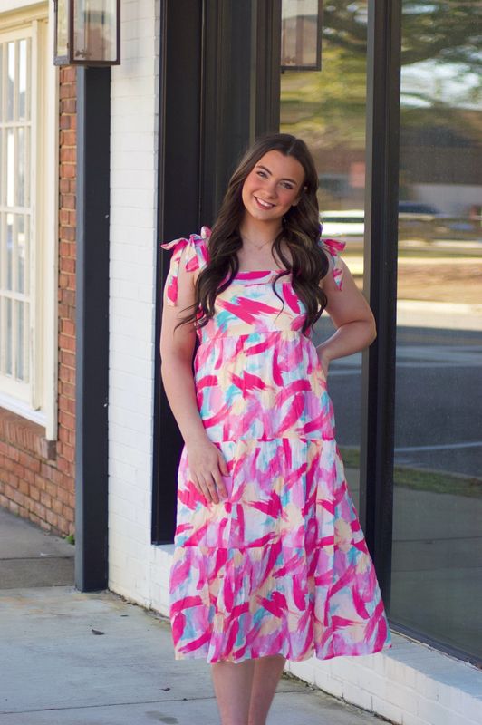 Blush Brushstroke Midi Dress