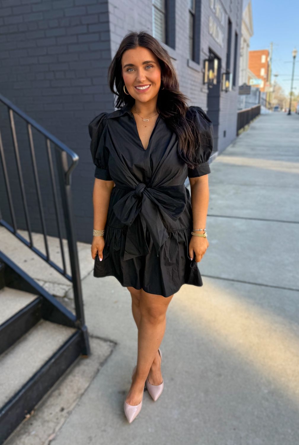 Black Poplin Bow Dress