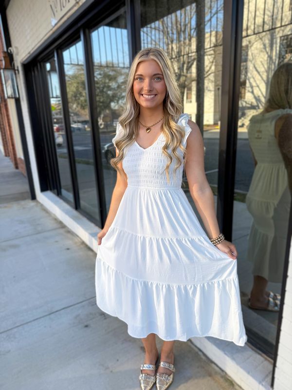 Ivory Flutter Sleeve Maxi Dress