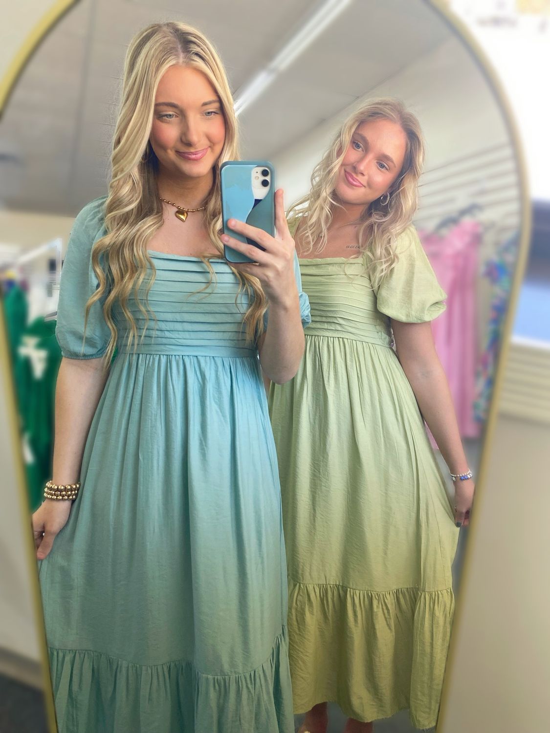 Mint Pleated Midi Dress