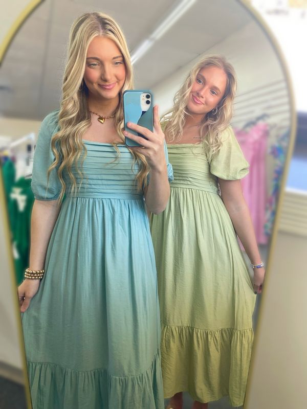 Mint Pleated Midi Dress