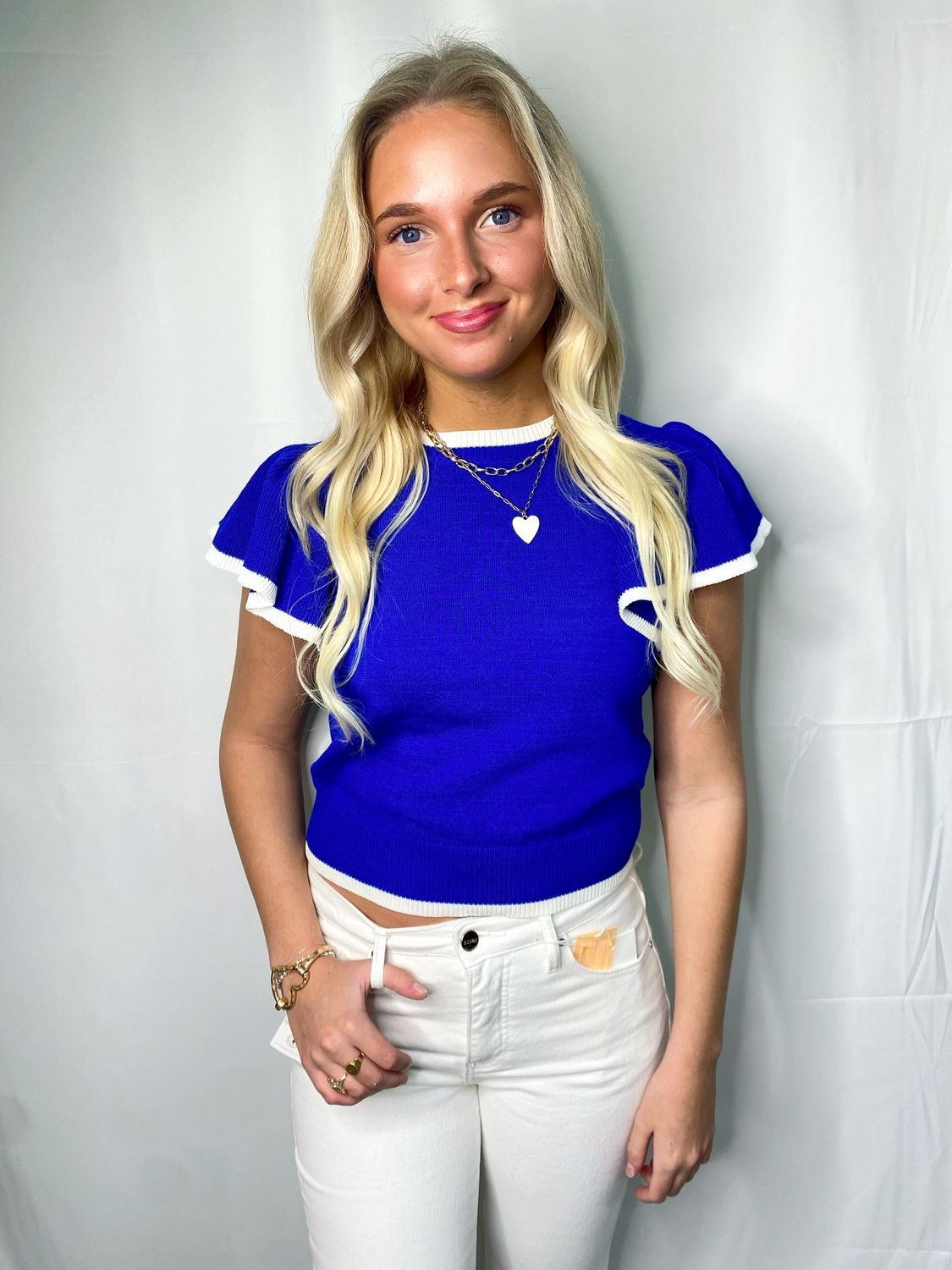 Blue Flutter SLV Cropped Tank