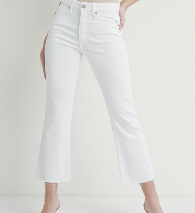 White Cropped Flare Jean