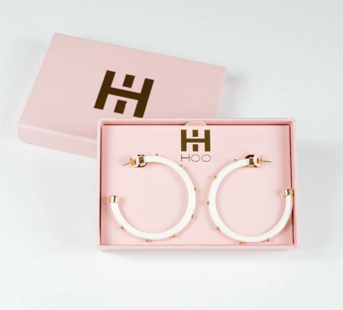 White Gold Stud Hoops