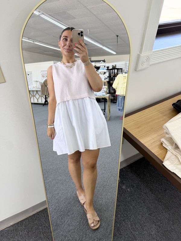 Pink &amp; White Knit Dress
