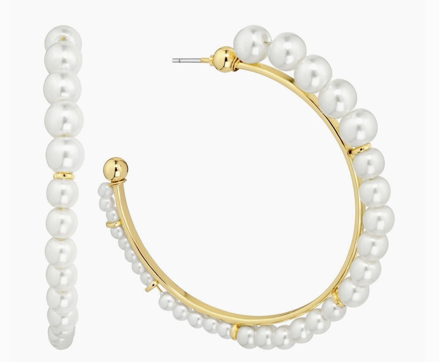 Pearl &amp; Gold Hoops