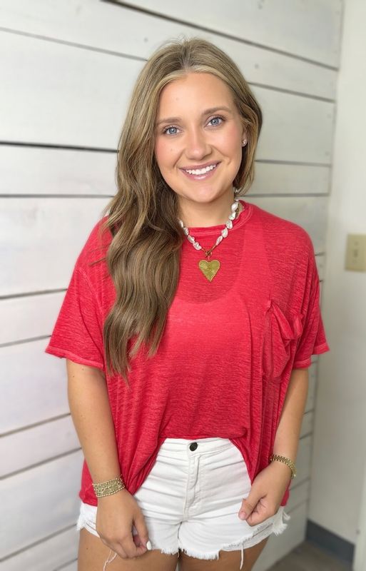 Red Burnout Tee