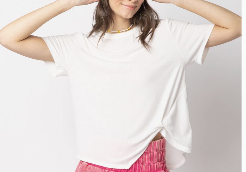 White Twisted Hem Knit Top