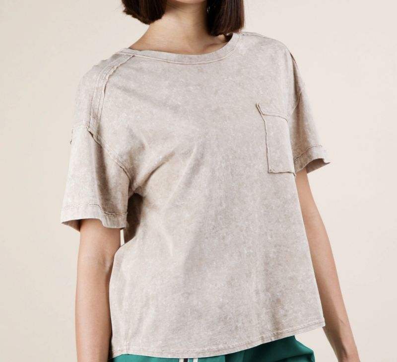 Taupe Mineral Washed Top