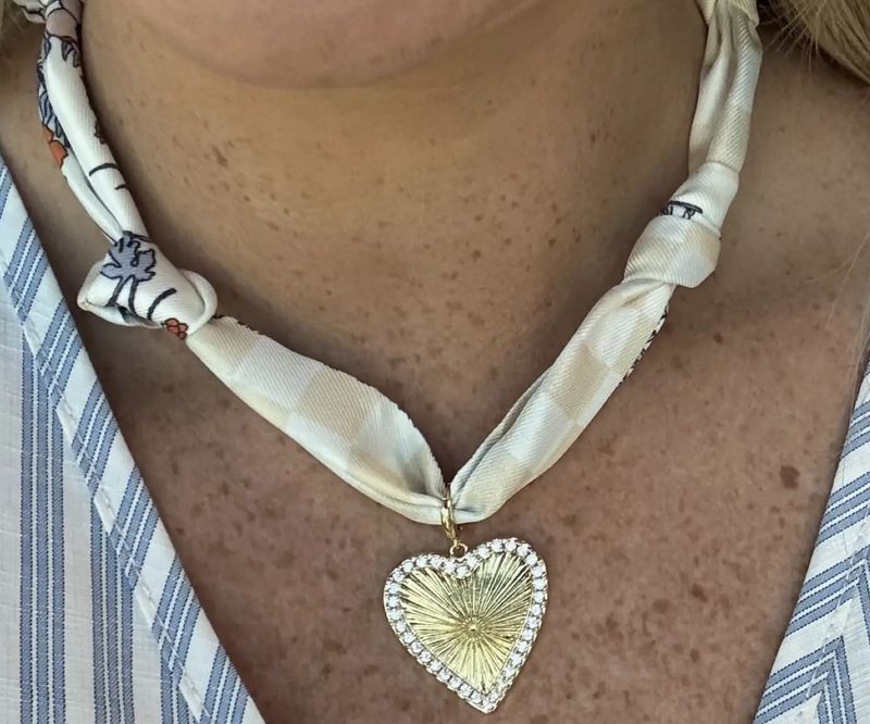 Cream + Blue Scarf Necklace