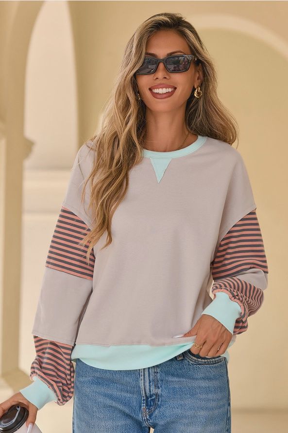Mint Trim/Orange Striped Top