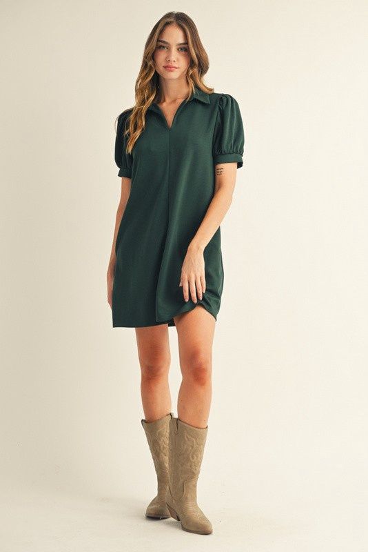 Jersey Collar Dress With Pockets