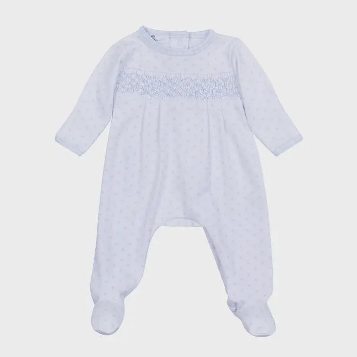 GINGHAM FOOTIE IN LIGHT BLUE