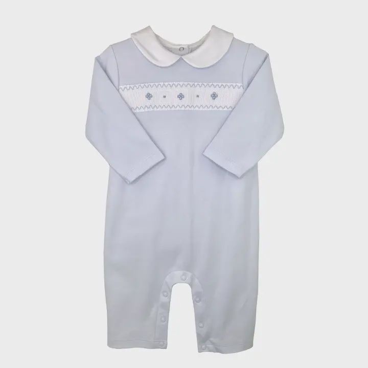 SMOCKED KNT OVERALL BLUE