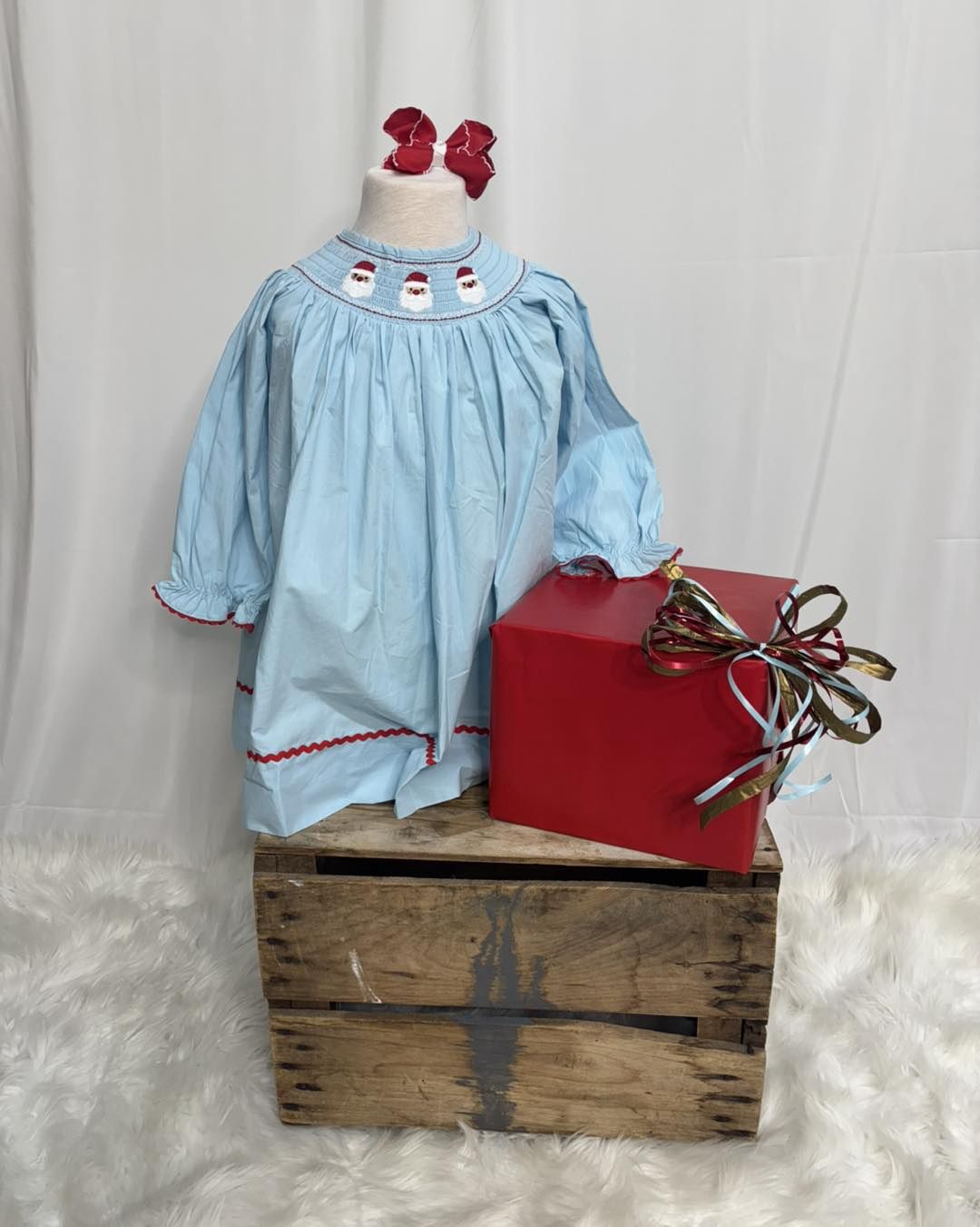 Blue Santa Smocked Dress