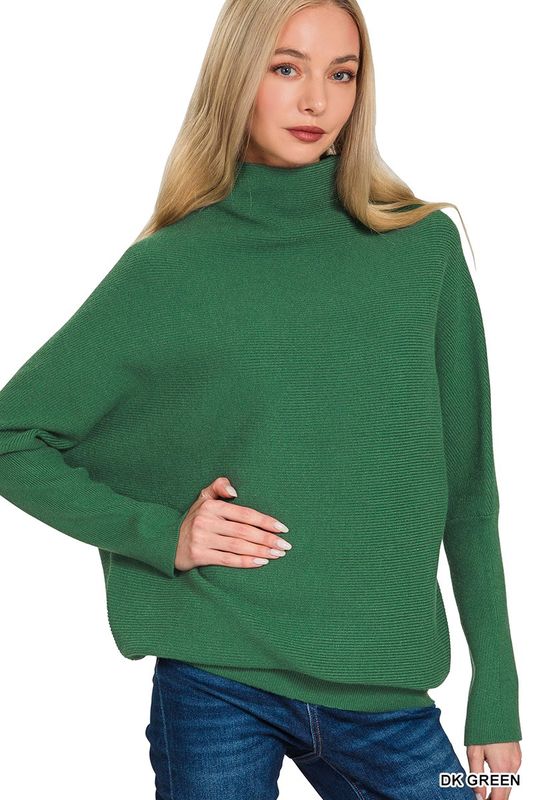 Sweater Mock Neck Dolman Sleeve
