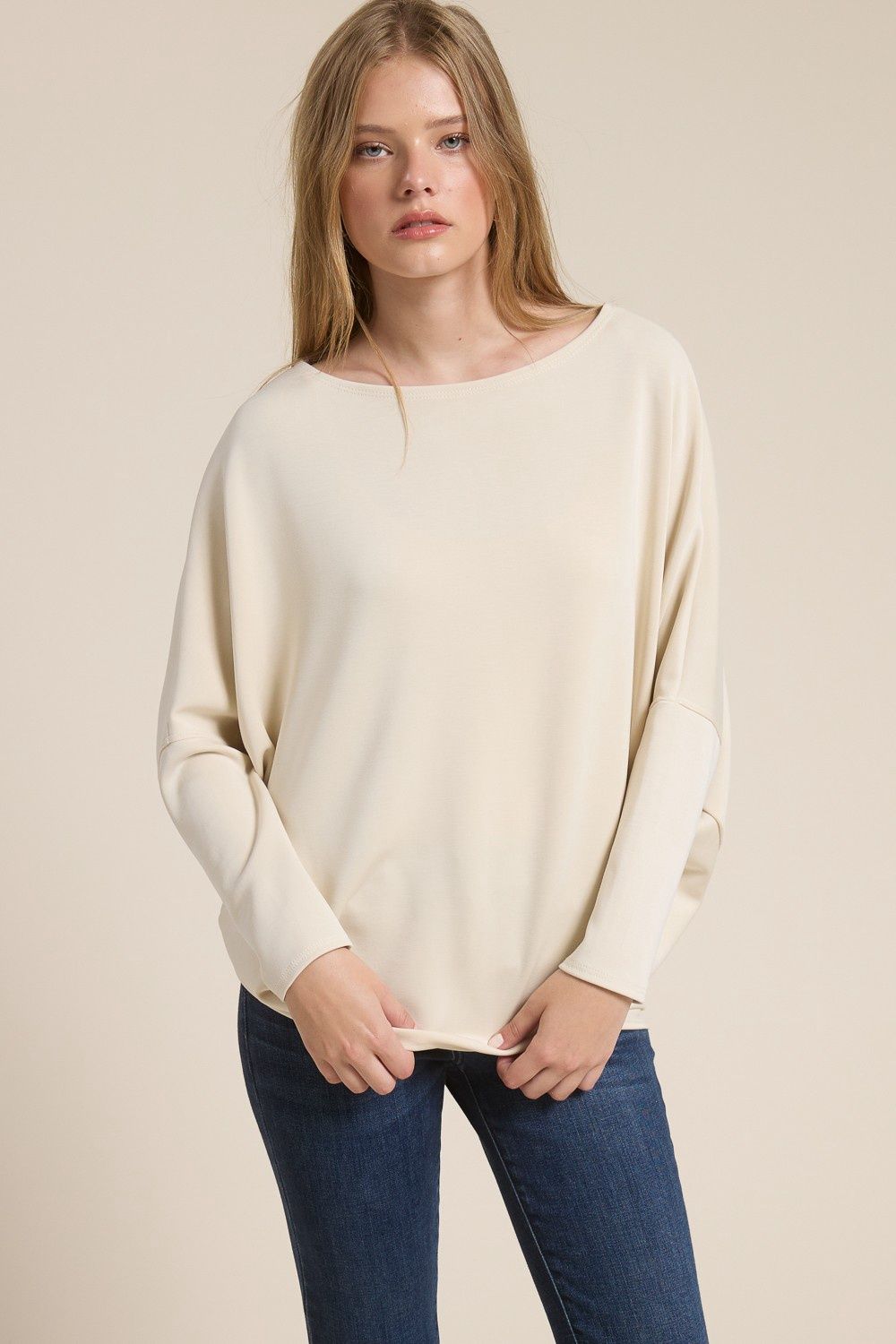 Relaxed Rib Knit Drop Shoulder Pullover